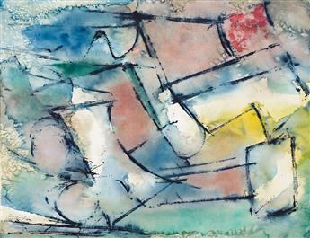 JOE OVERSTREET (1933 - 2019) Untitled (Abstract in Blue, Green, and Red).                                                                        